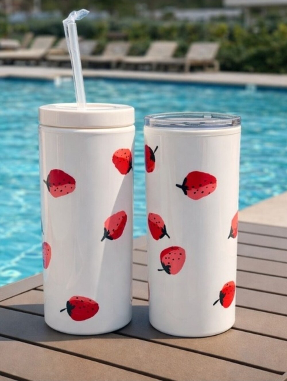 Kate Spade New York Travel Tumbler Cup & Thermal Mug Gift Box Set Strawberry NIB